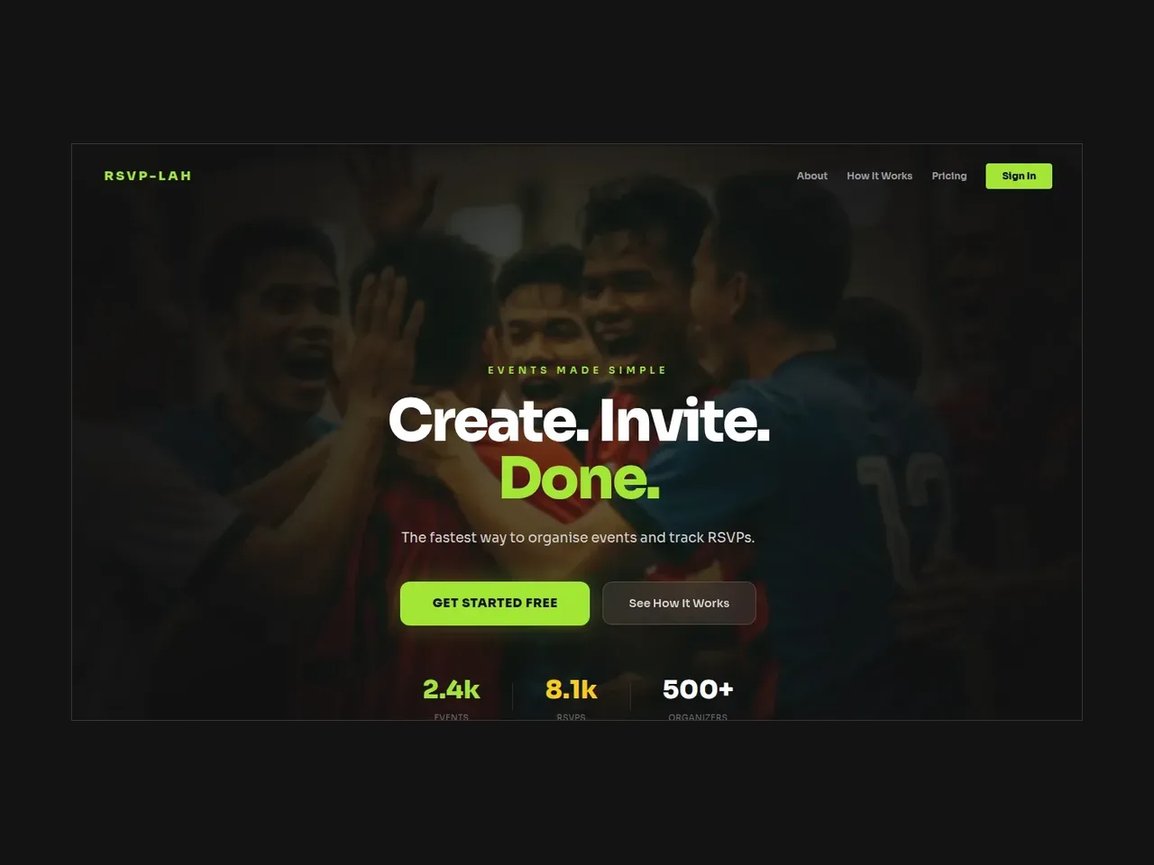 RSVP-Lah screen